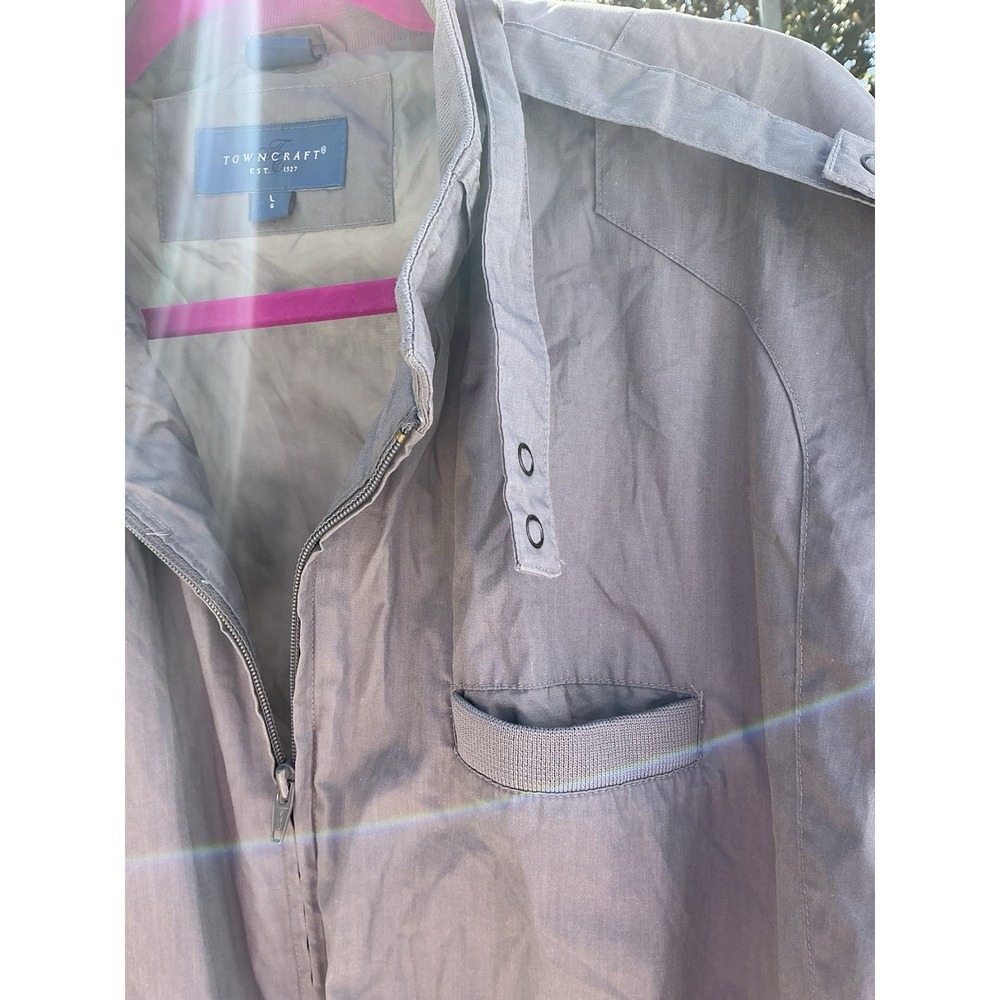 VTG Towncraft Bomber Jacket Men's L Gray Zip Up Epaulet Military Style 80s 90s - Picture 3 of 11